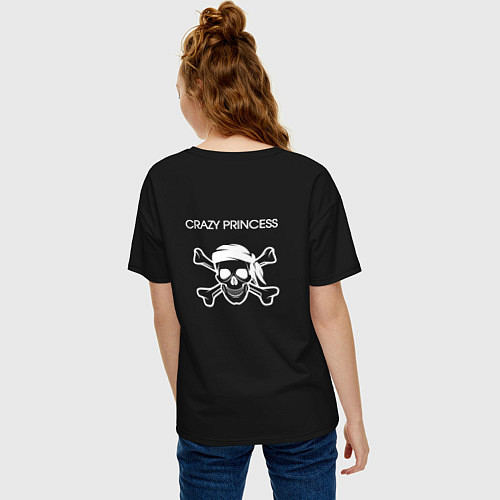 Женская футболка оверсайз Crazy princess / Черный – фото 4