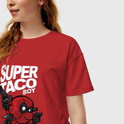 Футболка оверсайз женская Super taco boy, цвет: красный — фото 2