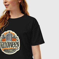Футболка оверсайз женская 31 октября - хэллоуин, цвет: черный — фото 2