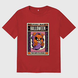 Футболка оверсайз женская Halloween spooky bear, цвет: красный