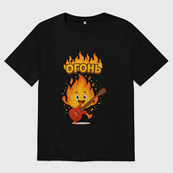 Женская футболка оверсайз Огонь с гитарой