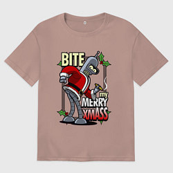 Футболка оверсайз женская Bender - bite my xmaas, цвет: пыльно-розовый