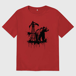 Женская футболка оверсайз Медведь и нефть