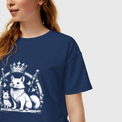 Футболка оверсайз женская Соболята с короной, цвет: тёмно-синий — фото 2