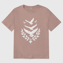 Женская футболка оверсайз Пять серебряных птиц Чебоксар