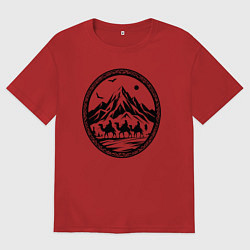 Футболка оверсайз женская Караван у подножия гор, цвет: красный