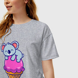 Футболка оверсайз женская Коала и мороженое, цвет: меланж — фото 2