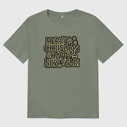 Футболка оверсайз женская Рождество и новый год, цвет: авокадо