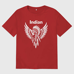 Футболка оверсайз женская Крылатый дух индейца, цвет: красный