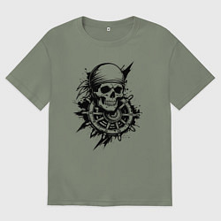 Футболка оверсайз женская Пиратский штурвал, цвет: авокадо