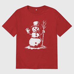 Женская футболка оверсайз Снеговик приветливый