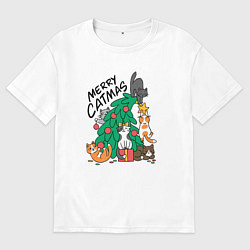 Женская футболка оверсайз Merry catmas