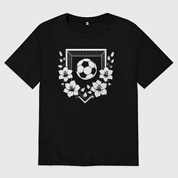 Женская футболка оверсайз Футбольные ворота и мяч в цветах