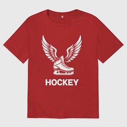 Женская футболка оверсайз Крылатый хоккейный конек