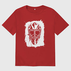 Женская футболка оверсайз Вратарская маска в белом квадрате