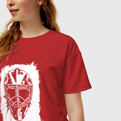 Футболка оверсайз женская Вратарская маска в белом квадрате, цвет: красный — фото 2