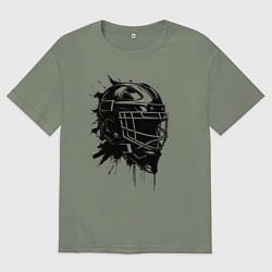 Женская футболка оверсайз Чёрная хоккейная маска