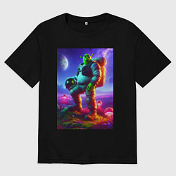 Женская футболка оверсайз Космонавт Шрек на похожей планете