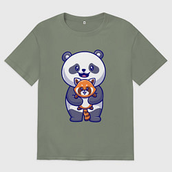 Женская футболка оверсайз Две панды