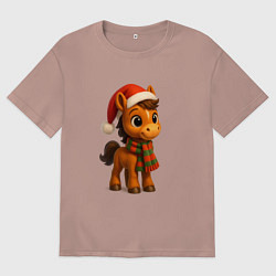 Женская футболка оверсайз Новогодняя лошадка 2026