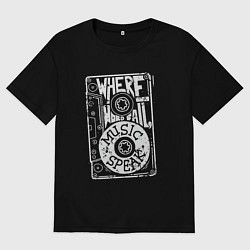 Футболка оверсайз женская Когда нет слов - говорит музыка, цвет: черный