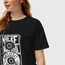 Футболка оверсайз женская Когда нет слов - говорит музыка, цвет: черный — фото 2