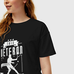 Футболка оверсайз женская Ветеран тенниса, цвет: черный — фото 2