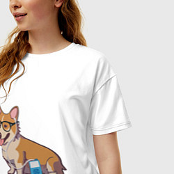 Футболка оверсайз женская Хипстер Корги, цвет: белый — фото 2