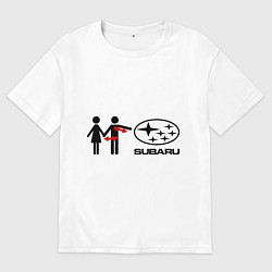 Футболка оверсайз женская I love subaru, цвет: белый