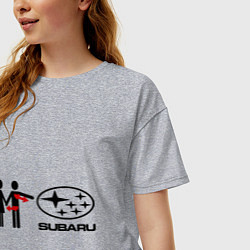 Футболка оверсайз женская I love subaru, цвет: меланж — фото 2