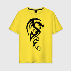Женская футболка оверсайз Дракон стильный трайбл