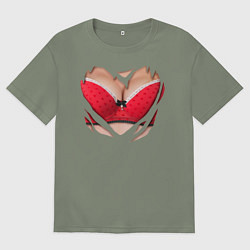 Женская футболка оверсайз Красный бюст