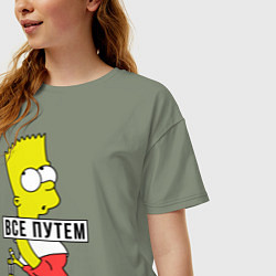 Футболка оверсайз женская Барт Симпсон: Все путем, цвет: авокадо — фото 2