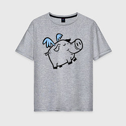 Женская футболка оверсайз Крылатый поросёнок