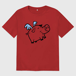 Женская футболка оверсайз Крылатый поросёнок