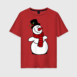 Женская футболка оверсайз Весёлый снеговик