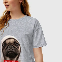 Футболка оверсайз женская Pug life, цвет: меланж — фото 2