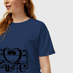 Футболка оверсайз женская I love music, цвет: тёмно-синий — фото 2