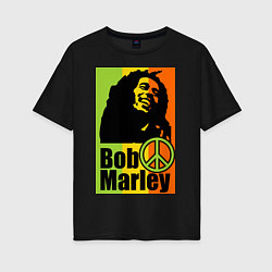 Футболка оверсайз женская Bob Marley: Jamaica, цвет: черный