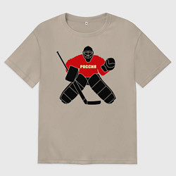 Женская футболка оверсайз Хоккей Россия