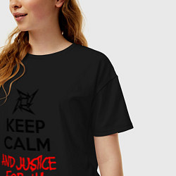 Футболка оверсайз женская Keep Calm & Justice For All, цвет: черный — фото 2