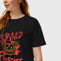 Футболка оверсайз женская I Survived Five Night, цвет: черный — фото 2