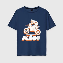 Футболка оверсайз женская KTM белый, цвет: тёмно-синий