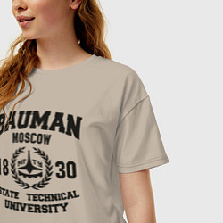 Футболка оверсайз женская BAUMAN University, цвет: миндальный — фото 2