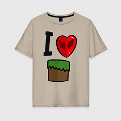 Футболка оверсайз женская I love Dilleron, цвет: миндальный