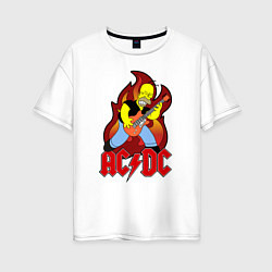 Женская футболка оверсайз AC/DC Homer