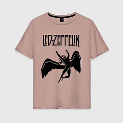 Футболка оверсайз женская Led Zeppelin Swan, цвет: пыльно-розовый