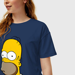 Футболка оверсайз женская Sad Homer, цвет: тёмно-синий — фото 2