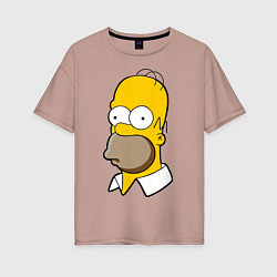 Футболка оверсайз женская Sad Homer, цвет: пыльно-розовый