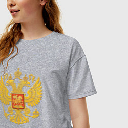 Футболка оверсайз женская Герб России: золото, цвет: меланж — фото 2